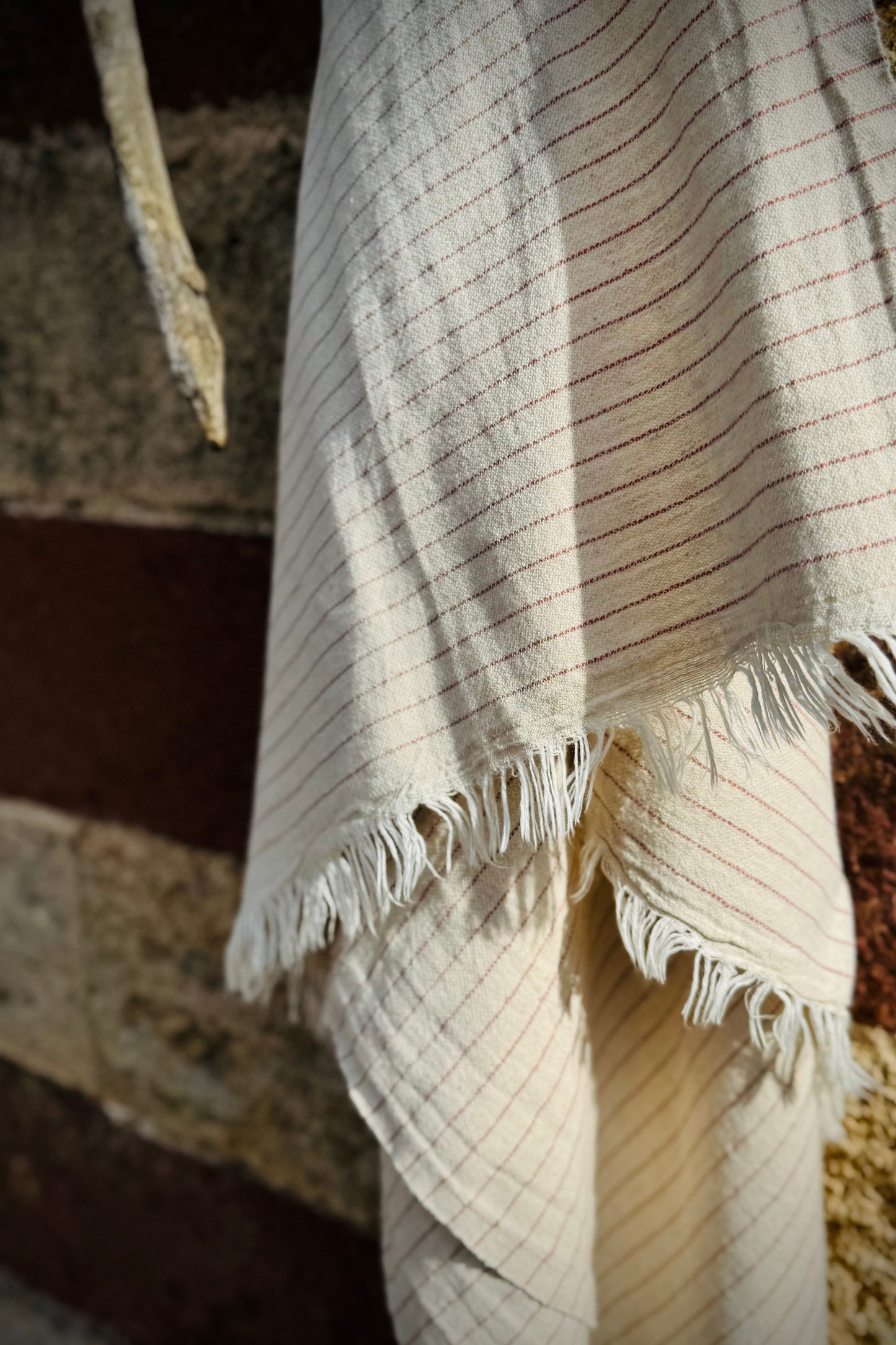 TELO CORALLO: lino e cotone a righe corallo